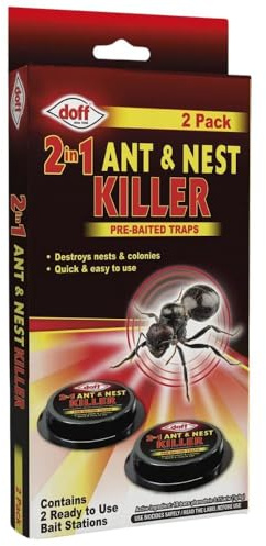 Doff 2-in-1 Ant & Nest Killer Pre-Baited Traps - Twin Pack x 1 | Fast & Effective Ant Control Insecticide Bait Stations | Destroys Nests & Colonies | Indoor Use with Welari Thank You Card | (1 Pack)