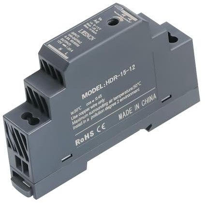 Kssvzz Hutschienen-Netzteil 12V DC 1.25A 15W, DIN-Schienen-Transformator | Eingang 100-240V AC 50/60 Hz, DIN-Rail Trafo für Heim- oder Industrieautomation