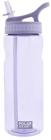 Polar Gear Aqua Grip Water Bottle – BPA-Free Reusable Water Bottles With Straw – 650ml Sports Water Bottle Perfect for Gym, Cycling & Work, Heather