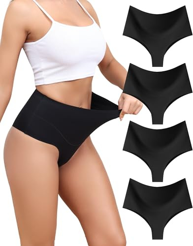 Levao Magkontroll underbyxor dam shapewear rembyxor sträng figurformande underkläder hög midja formande mage väg byxor för kvinnor, 4-pack c, S