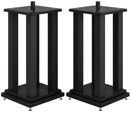 Supports de haut-parleurs de sol améliorés pour home cinéma et haut-parleurs d'étagère 38 x 38 x 115 cm améliorent la qualité sonore et l'expérience d'écoute, idéal pour les haut-parleurs satellites