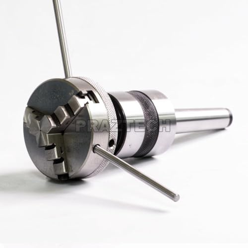 PRAZTECH® Centro girevole per tornio con mandrino autocentrante a 3 ganasce da 65 mm | codolo conico Morse | Cuscinetto multiplo ad alta precisione | contropunta del tornio (codolo MT3: cono Morse 3)
