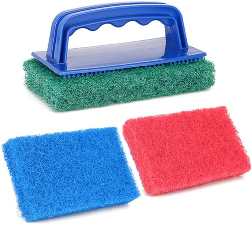 3 Stück Pool Schwamm Bürsten, Poolreinigung Handschrubber Schwimmbad Bürste Reinigungsbürste mit Griff, Pool Schwammbürste Reinigung Poolbürsten Kann Poolflecken und Moos Entfernen