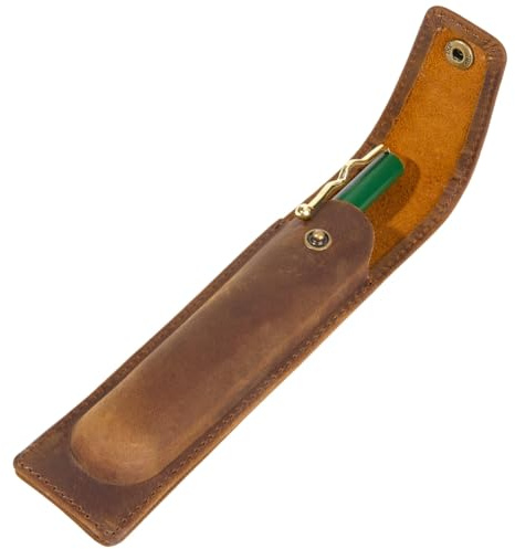 GORGECRAFT Crazy Horse Leder Stifteetui Vintage Echtes Leder Einzelnes Federmäppchen Füllfederhalter Tasche Für Füllfederhalter Schutzhülle Für Kugelschreiber Geschäftsreise Reisegeschenke 16 x 3.8cm