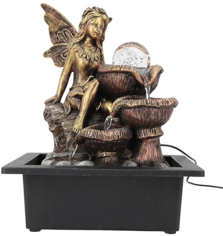 Hamwesh 3 Tier Desktop Fountain, USB LED Waterfall with Adjustable for Office Home Decor