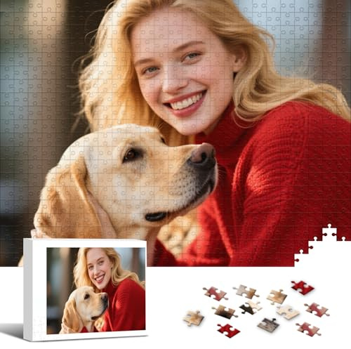 Personalised Photo Jigsaw Puzzles for Adults & Kids - Custom Wooden Picture Puzzle 35/120/200/300/500/1000 Pieces, Personalised Gifts for Family, Couple, Pet Lover - Birthday, Christmas by Bemaystar