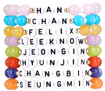 XIAZHDZ Stray Armband Set – KOREAN POP STRAY Fan Schmuck für Mädchen & Frauen | 8 Bunte Perlenarmbänder in Regenbogenfarben | Stray Merch Geschenk