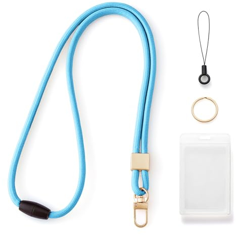CHUQING Schlüsselband zum Umhängen Ausweishalter mit Band Himmelblau | 49cm Polyester-Lanyard mit Sicherheitsverschluss und Ausweishalter, für Ausweise und Schlüssel im Büro oder auf Reisen