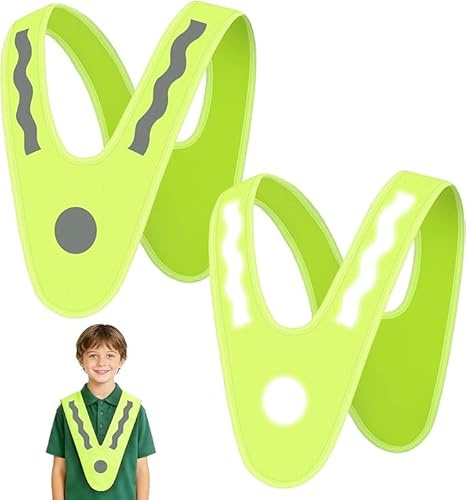 AYBUY Gilets de Sécurité pour Enfants, Gilet réfléchissant en Forme de V, 2 Pièces Gilet Reflechissant Velo Enfant, pour Sports de Plein Air Running