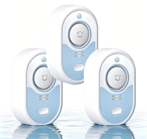 VETOUCH Water Leak Detector with Loud Alarm, 100dB Siren & LED Flash, Water Sensor Alarm for Home, Basement, Sump Pump, Kitchen, Bathroom, RV, Water Heater, Indoor Outdoor 3-Pack