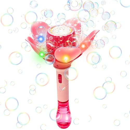 Macchina per Bolle di Sapone di Loto,Sparabolle di Sapone Automatica,con Batteria/Soluzione/Cavo di Ricarica,Maker di Bolle Automatico di Loto,per Festa,Spiaggia,Compleanno,Matrimoni(Rosa)