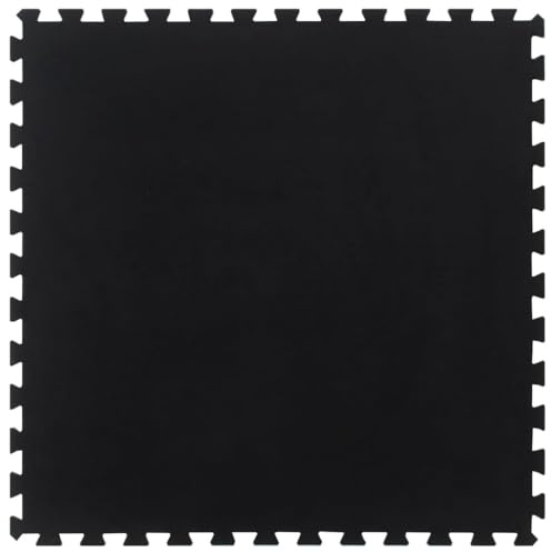 Runheo Tapis de Sol en Caoutchouc Noir 12 mm 100x100 cm Robuste pour Protection de Sol en Garage Maison Salle de Sport Fitness Cardio entraînement Musculation Vibration Amortissement Bruit