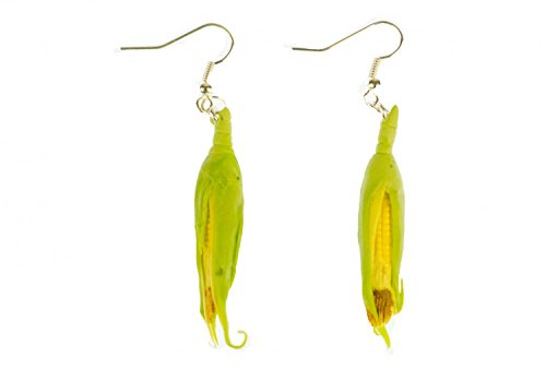 Miniblings Maiskolben Ohrringe Hänger Veggie Vegetarier grün versilbert | In Berlin von Hand montierter Ohrschmuck, mit Gemüse und Mais