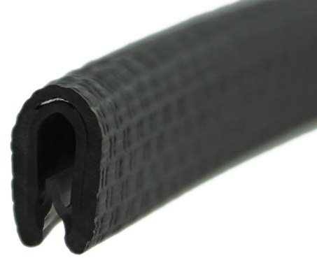 SMI-Kantenschutzprofil KS1-2S-M für 1-2mm PVC mit Stahleinlage Schwarz matt selbstklemmend ohne Kleber - Kantenschutz, Kederprofil, Kantenprofil, Kantenschutzleiste für Autotüren, Bleche (5 m)