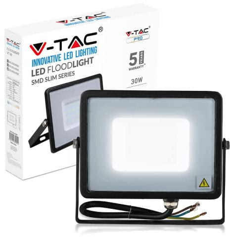 V-TAC Slim 30W Projector, LED Chip Samsung Cool Light 6400K Vt-30 402