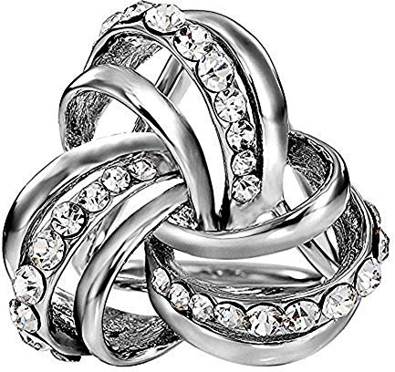 CAREOR Elegantes modernes schlichtes Design für Damen, dreifache Ringe, Diamant-Metallic-Seide, Schal, Ring, Chiffon-Schnalle