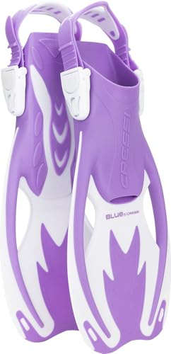 Cressi Children's Rocks Adjustable Premium Children Fins, Lilac/White, S M - 1 2 Y UK