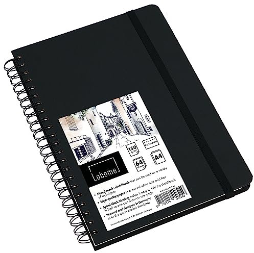 Lobome Skizzenbuch A4 | 64 Blatt Mixed Media Sketchbook | Zeichenbuch mit 150gsm Weißem Papier und Spiralbindung