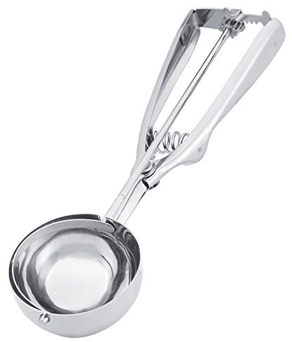 Ensemble de Cuillères à Biscuits, Cuillères à Crème Glacée Tuilful Lot de 2 avec Gâchette, Cuillères à Biscuits en Acier Inoxydable 18/8 pour la Cuisson, Boules à Biscuits, Crème Glacée,(6CM)