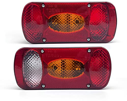 DOJA Barcelona | Rücklicht Anhänger Beleuchtung | Rückleuchten 4 Funktionen | Kennzeichenbeleuchtung, Bremslicht Nebelschlussleuchte, Fahrtrichtung Rückstrahler | Trailer Begrenzungsleuchten