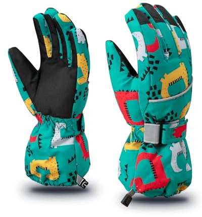 ThxToms Guantes Térmicos Niños, Guantes Impermeables de Invierno para Correr Esquí Snowboard, Guantes Resistentes al frío Gruesos de Tela Oxford -15 ℃, Niños y Niñas de 4 a 13 años