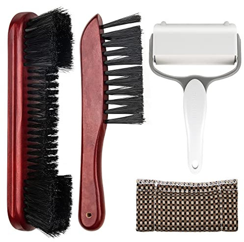 Adhafera Pool Table Brush Cleaner Kit with 4 Tools, Brush Made of Pure Solid Wood and Nylon Bristle, Snooker Accessories for Snooker Table