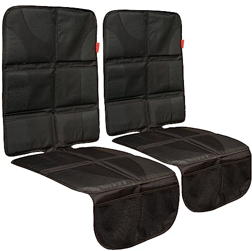 Lusso Gear Car Seat Cover & Protector - 2-Pack Waterproof Non-Slip Protector - Mesh Pocket Organizer - Universal Fit for Convertible & Toddler Car Seats, Black