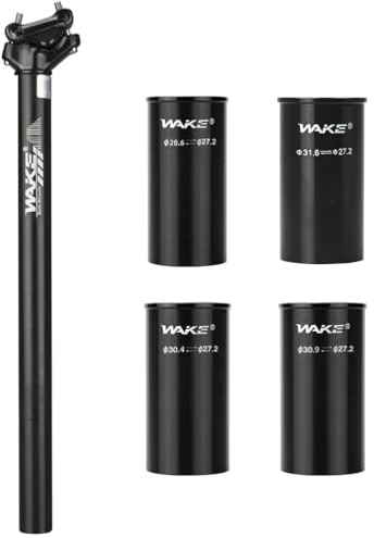 CYSKY Fahrrad Sattelstütze 27,2 x 400mm mit 4 Größen Sattelstützen Adapter 28,6mm 30,4mm 30,9mm 31,6mm, Shock Absorber Fahrrad Sattelstütze für Mountainbike Rennrad MTB BMX