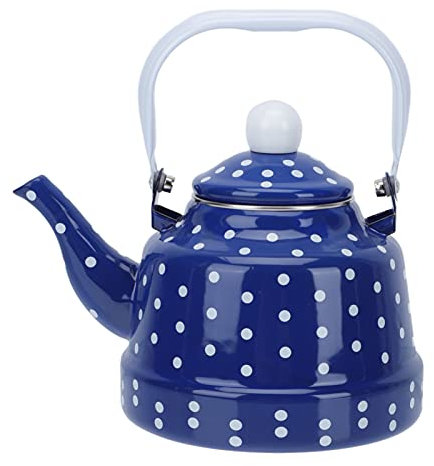 Tetera de estilo europeo con lunares, tetera de cerámica hecha a mano, tetera, tetera, cafetera, tetera, juego de fiesta de té Vintage, estufa de regalo segura para té suelto, 1. 7L azul little