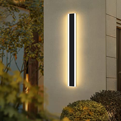 Mikeru Außen-Patio-Wandleuchten, 35W Moderne Langstreifen-Wandleuchte 3000K Schwarze Außenwandleuchten Acryl Mattiert-Wandlampe IP65 Wasserdichte für Wohnzimmer Veranda Terrasse Garage (100cm)