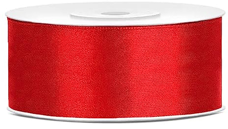 Decoraparty Nastro in Doppio Raso da 2,5 cm Rosso, Bobina Rotolo Spessore da 25 mt Nastro per Matrimonio Battesimo Natale Capodanno Idea Regalo Bomboniera (DPA47020A)