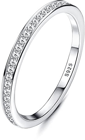 Adramata Bague Femme en Argent 925 pour Femme, Bague Femme Fiançailles Argent 925, Zircone Cubique Bague pour Mariage, Anniversaire Bijoux pour Elle, Taille 49-61.5,5