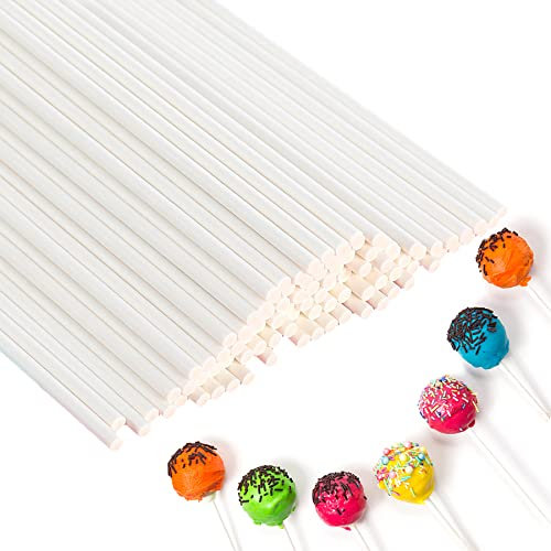 LABUYI 50 Piezas Palos para Cake Pops,Palos Cake Pops,Palitos Piruletas,Palos De Piruleta,Palitos de Papel Lollipop Sticks,Palitos Cake Pop Stick,Lollipop Cake Paper Sticks,DIY,Blanca,10cm*3.5mm