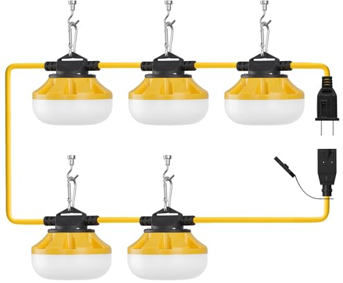 LEDIARY 50FT LED Construction String Lights, 50W 5000LM String Work Light, Linkable Temporary Lighting for Jobsite, Patio, Indoor, Outdoor-ETL Listed