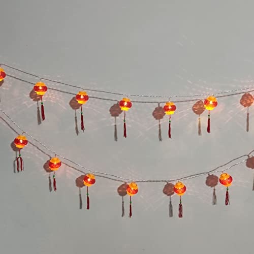 TOPINCN Chinesische Laternen-Lichterkette, Rote Chinesische Laternen, Chinesische Laternen-Lichter, Rote Laternen-Lichterkette für Chinesisches Neujahr, Frühlingsfest, (Mit Quaste 6