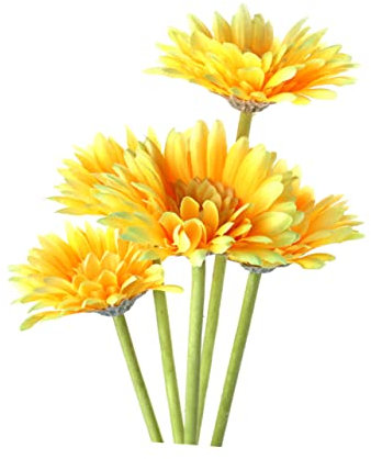 GRIRIW Künstliche Gerbera in Gelb 5 Stück Realistisch und Dekorativ für Hochzeiten Elegante Tischdeko und Wohnraumgestaltung