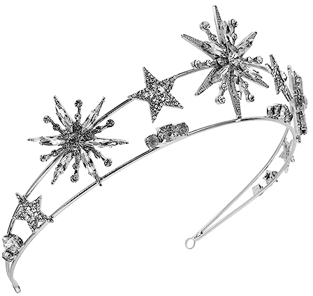 3 Stück Sternkrone Damen Stirnbänder Stern Kopfschmuck Kronen Stern für Frauen Stern Braut Tiara Acotar Merchandise Braut Stern Strass Kronen Tiaras Mond König Legierung Frau Kristall,