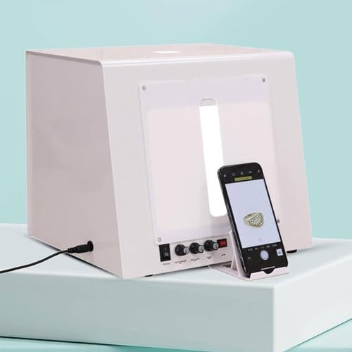 CYMYYDS Mini Photo Studio Light Box, Portable Light Box Photography Tent Kit, Dimmable Jewelry Shooting Tent Softbox for Small Size Products, Jewelry Photography Video 3D Scanning,30cm