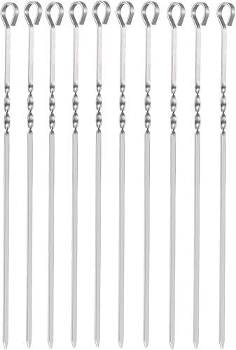 YIAGUN Skewers 10PCS Stainless Steel BBQ Grilling Skewers 30cm Reusable Skewers Dishwasher Safe Grill Tools for Outdoor Barbecues, Family Gatherings (10PCS)