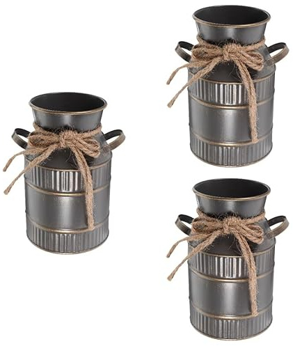 MAGICLULU Lot De 3 Vases À Fleurs en Fer Vintage avec Guidon Pots De Fleurs Rustiques en Métal pour Le Salon