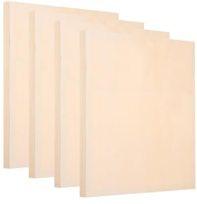 PATIKIL 12 x 12 Inch Wood Panel Board, 4 Pack Unfinished Wooden Canvas Boards Square Blank Deep Cradle Board for Painting Pouring DIY Art Use with Oils Acrylics