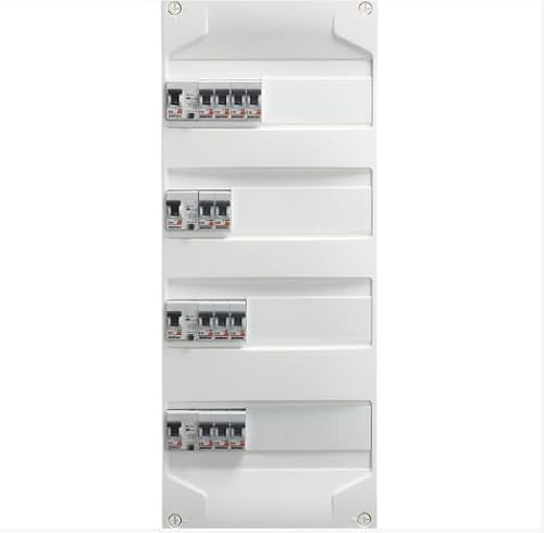 DEBFLEX - Coffret Electrique Pré-Equipé - Tableau Electrique 4 rangées - 4 Interrupteurs Différentiels (3 x 40A type AC + 63A type A) + 12 Disjoncteurs (10/16/20/32A) - Pose en Saillie
