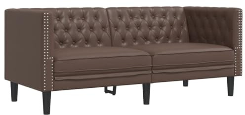 vidaXL Sofá Chesterfield de 2 plazas Cuero Artificial marrón, sofá de 2 plazas, sofá, sofá de Dos plazas, sofás de 2 plazas, sofás, sofá tapizado