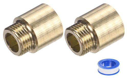 M METERXITY 1-Set Shower Head Extension Arm, Brass G1/2 Male to Female Extension Pipe Fitting Adapter with PTFE Thread Seal Tape for Shower/Faucet, Pipe Plumbing Coupler 1.18/30mm 3pcs