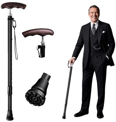Carbon fiber walking stick with wenge wood handle, One Foot