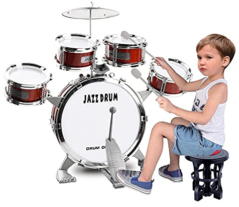 Toy Drum Set for Toddler Kids | Jazz Drum Kit with 5 Drums Percussion Musical Instruments Toys for 3 4 5 Year Old Boys Girls Gifts Ages 3-5