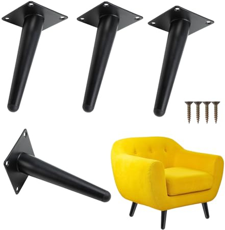 OulQinyhome 4 Stück Schräge Möbelfüße 20 cm – Robuste Metall Möbelbeine Schwarz – Möbelersatz für Sofa TV-Schrank Tisch Schrank – Nicht verstellbar Schlicht Modern