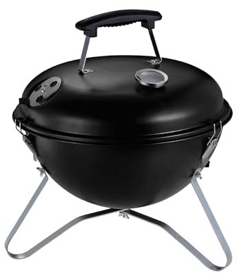 YTYTU Kessel-Holzkohlegrill – Tragbarer Runder Grill Mit Deckel, Temperaturanzeige, Zum Kochen Im Freien – Für Partys, Camping-Barbecue(Black)