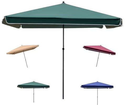 IMUNKT Sombrilla 250x250cm Cuadrada, Sombrilla De Jardín Sombrilla De Patio Grande, Sombrilla De Mercado para Exterior, Jardín, Piscina, Regulable En Altura(Green,1.8x2.2m/6x7ft)