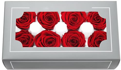 DorphyRoses 8 Stück Premium Rosenblüten (4-5 cm) Natürliche Echte Rosen - Für Home Deko, Hochzeit, Feier & DIY Basteln - 2-3 Jahre Haltbar (Red)